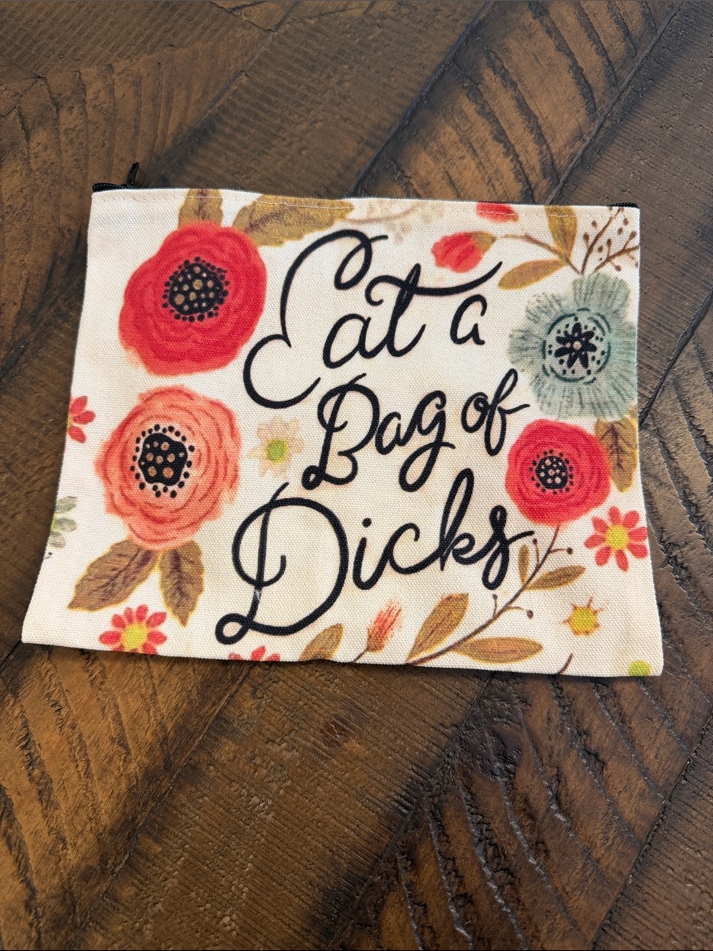 Floral Print Zipper Pouch - Eat a Bag of D*cks